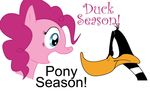  bird daffy_duck duck equine female friendship_is_magic fur hasbro horse looney_tunes male mammal my_little_pony pink_fur pinkie_pie_(mlp) plain_background pony unknown_artist warner_brothers white_background 