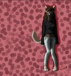  clothing female mammal solo unknown_artist wolf 