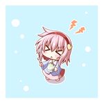  &gt;_&lt; :&lt; blush bowl brain_freeze chibi closed_eyes hairband heart komeiji_satori ominaeshi_(takenoko) pink_hair shaved_ice shirt skirt solo spoon touhou 