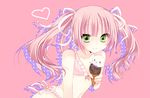  bad_id bad_pixiv_id bikini food green_eyes heart heart-shaped_pupils ice_cream long_hair original pink_hair sakuragi_yuzuki smile solo swimsuit symbol-shaped_pupils twintails 