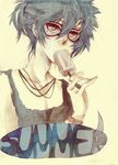  artist_request blue_hair copyright_request food glasses popsicle solo summer 