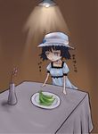  bad_id bad_pixiv_id banana fine_art_parody food fruit gel_banana hat i_asked_for_scrambled mkumku parody shiina_mayuri solo steins;gate 