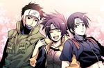  :d anbu black_eyes black_hair eyes_closed fishnets forehead_protector jewelry mitarashi_anko naruto naruto_shippuuden necklace neko_atori open_mouth sai smile yamato_(naruto) 