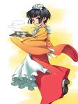  apron cup food ikoku_meiro_no_croisee japanese_clothes kimono maid_headdress solo tatsuhiko_(pasutaya) teacup tray yune_(ikoku_meiro_no_croisee) 