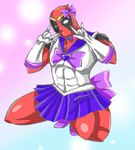  cosplay crossdressing deadpool lowres male male_focus marvel mask skirt 