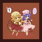  ... /\/\/\ 2girls ascot bat_wings blonde_hair blue_hair blush chibi flandre_scarlet frame hat holding_hands multiple_girls open_mouth rakucat remilia_scarlet shirt siblings side_ponytail sisters skirt skirt_set surprised touhou wings 