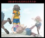  1girl action braid camera cellphone inazuma_eleven inazuma_eleven_(series) inazuma_eleven_go komejiru_tatsunoshin pantyhose phone shindou_takuto soccer_uniform sportswear twin_braids yamana_akane 