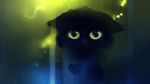  &hearts; &lt;3 1920x1080 apofiss black black_fur blue_theme cat feline fur green_(theme) green_background green_eyes green_theme mammal mist plain_background smile solo wallpaper whiskers widescreen 