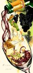  alcohol benko blue_eyes bottle bow cup drinking_glass food frills fruit grapes high_heels long_hair midriff minigirl original personification pouring purple_hair shoes upside-down very_long_hair wine wine_glass 
