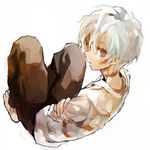  bad_id bad_pixiv_id barefoot looking_back male_focus no.6 red_eyes shion_(no.6) shirt solo soto white_hair 