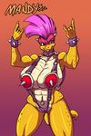  abs biceps big_breasts breasts cleavage clothed clothing collar female horn huge_breasts jaeh koopa looking_at_viewer mandy_(character) mandy_koopa mario_bros mohawk muscles muscular_female navel navel_piercing nintendo piercing reptile scalie skimpy solo unconvincing_armor unconvincing_armour video_games 