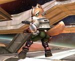  butt canine fox fox_mccloud green_eyes gun space star_fox super_smash_brothers video_games weapon 