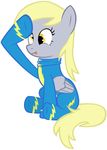  derpy_hooves_(mlp) equine female feral friendship_is_magic hasbro horse mammal maximillianveers my_little_pony pegasus plain_background skinsuit solo white_background wings wonderbolts_(mlp) 