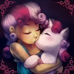  cub equine female feral french_kiss french_kissing friendship_is_magic hasbro horn human humanized interspecies kissing lesbian mammal my_little_pony selfcest square_crossover sweetie_belle_(mlp) unicorn young 