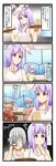  4koma 6+girls animal_ears blonde_hair blue_hair bread brown_eyes bunny_ears camcorder camera chin_stroking closed_eyes collarbone comic cup dress drinking drinking_straw flandre_scarlet flower food glass glasses grin hair_flower hair_ornament hat hieda_no_akyuu highres jpeg_artifacts kamishirasawa_keine kiss mannosuke morichika_rinnosuke mug multiple_girls mystia_lorelei one-piece_swimsuit purple_hair reisen_udongein_inaba remilia_scarlet ribbon school_swimsuit silver_hair smile sweatdrop swimsuit tenko_(gintenko) touhou translated white_school_swimsuit white_swimsuit wings 