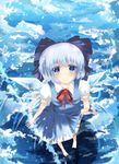  blue_eyes blue_hair cirno ha_ru hair_ribbon highres ribbon solo touhou wings 