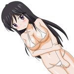  a_channel bikini black_eyes black_hair blush breasts cleavage dutch_angle large_breasts long_hair micro_bikini nishi_yuuko solo string_bikini swimsuit takumi_(rozen_garten) 