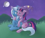  cutie_mark equine female feral field friendship_is_magic hasbro horn lesbian licking mammal moon my_little_pony night stars tenchisamoshi tongue trixie_(mlp) twilight_sparkle_(mlp) unicorn 