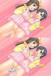  2girls artist_request bell blush bottomless breasts censored dildo large_breasts multiple_girls no_panties object_insertion pussy pussy_juice small_breasts source_request vaginal vaginal_insertion vaginal_object_insertion yuri 