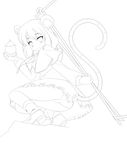  absurdres animal_ears bishamonten's_pagoda capelet greyscale highres jewelry lineart monochrome mouse_ears mouse_tail nazrin panties pendant short_hair smile socks solo squatting tail touhou underwear zefa_(neoaltemice) 