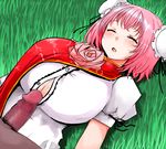  breasts censored chinese_clothes clueless dress eyes_closed flower grass hair_bun han64 han_(jackpot) huge_breasts ibara_kasen ibaraki_kasen interracial lying no_bra oblivious outdoors outside penis pink_hair pixiv_manga_sample rose short_hair sleep_molestation sleeping sneaky stealthily straining_buttons tabard touhou underboob upper_body 