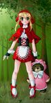  blonde_hair bridget_(guilty_gear) cosplay crossdressing fingerless_gloves forest glasses gloves grandmother_(little_red_riding_hood) green_eyes grimm's_fairy_tales guilty_gear little_red_riding_hood little_red_riding_hood_(grimm) little_red_riding_hood_(grimm)_(cosplay) nature otoko_no_ko pince-nez roger stuffed_animal stuffed_toy teddy_bear 