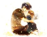  1girl acaco blue_hair brown_hair child clannad closed_eyes father_and_daughter hat okazaki_tomoya okazaki_ushio tears 