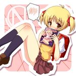  backpack bag blonde_hair brown_eyes copyright_request short_hair solo twintails yamasan 