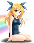  aizawa_hikaru blonde_hair blue_eyes hair_ribbon long_hair microsoft neopure one-piece_swimsuit os-tan ribbon school_swimsuit silverlight solo swimsuit twintails 