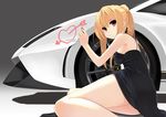  barefoot car dress earrings ground_vehicle hands heart hino_minato_(spec.c) jewelry lamborghini lamborghini_gallardo lipstick makeup motor_vehicle original solo 