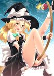  amasora_taichi bare_legs blonde_hair braid broom broom_riding gen_1_pokemon hat kirisame_marisa legs md5_mismatch pikachu poke_ball poke_ball_(generic) pokemon pokemon_(creature) solo touhou witch_hat yellow_eyes 