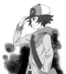  comicstudio greyscale hat jacket male_focus monochrome pokemon pokemon_(game) pokemon_bw simple_background solo touya_(pokemon) weee_(raemz) white_background 