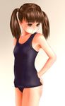  brown_eyes brown_hair one-piece_swimsuit original popopon school_swimsuit solo swimsuit twintails 