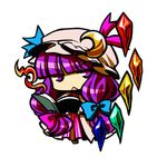  :&lt; book chibi crescent crystal full_body hat patchouli_knowledge purple_eyes purple_hair socha solo touhou transparent_background 