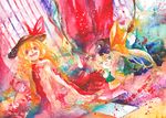  bad_id bad_pixiv_id bed blonde_hair campanula-star cosplay costume_switch flandre_scarlet komeiji_koishi multiple_girls pointy_ears red_eyes short_hair side_ponytail touhou 