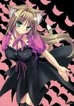  absurdres animal_ears black_legwear blonde_hair cat_ears cat_tail copyright_request dress fang green_eyes highres kure_masahiro long_hair smile solo tail thighhighs 