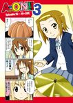  4koma blonde_hair blue_eyes brown_eyes brown_hair comic dessert drum eyebrows food glasses hair_ornament hairclip hirasawa_yui instrument k-on! kotobuki_tsumugi long_hair multiple_girls short_hair spoon tainaka_ritsu translated yamanaka_sawako yuuki_sonisuke 