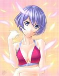  bikini_top blue_eyes blue_hair collarbone mcq original short_hair solo upper_body 