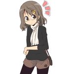  bag black_eyes brown_hair handbag legwear_under_shorts nemuro_nao original pantyhose scarf short_hair shorts solo 