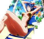  armpits bikini blue_hair highres nishida_asako o-ring o-ring_top screencap sitting solo stitched super_robot_wars super_robot_wars_og_the_inspector super_robot_wars_original_generation swimsuit third-party_edit viletta_badam 