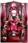  blonde_hair blue_eyes chair dress katsuko_(tohyarei) long_hair rozen_maiden shinku sitting solo twintails 