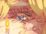  bad_id bad_pixiv_id bat_wings bed blue_hair candle curtains hair_over_one_eye hat pillow red_eyes remilia_scarlet ribbon short_hair solo sou_(tuhut) touhou wings 