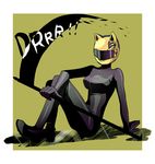  animal_ears animal_helmet biker_clothes bikesuit black_bodysuit bodysuit cat_ears celty_sturluson durarara!! helmet motorcycle_helmet non-web_source scythe solo 