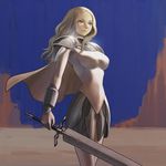  armor blonde_hair blue_eyes calanthe_(artist) claymore claymore_(sword) long_hair solo sword teresa_(claymore) weapon 