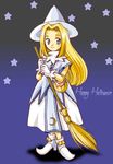  arche_klein blonde_hair blue_eyes broom cosplay fusion lowres mint_adenade tales_of_(series) tales_of_phantasia witch 
