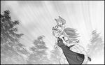  animal_ears bad_id bad_pixiv_id carrying comic fox_ears fox_tail greyscale happy monochrome multiple_girls multiple_tails running shoulder_carry silent_comic tail touhou wimifu yakumo_ran yakumo_yukari 