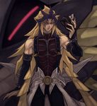  bad_id bad_pixiv_id blonde_hair duel_monster gekijouban_yuu-gi-ou:_chou-yuugou_toki_wo_koeta_kizuna long_hair male_focus malefic_paradox_dragon mask paradox_(yuu-gi-ou) solo tattoo tea_(retroz) yellow_eyes yuu-gi-ou 