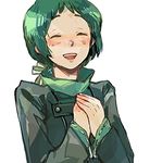  closed_eyes green_hair happy lowres persona persona_3 school_uniform short_hair smile solo sutei_(giru) yamagishi_fuuka 