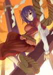  bangs highres nanahara_fuyuki purple_hair red_eyes solo touhou yasaka_kanako 