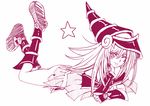  ;p artist_request ass blush_stickers boots dark_magician_girl duel_monster full_body gloves hat legs_up lying monochrome naughty_face on_stomach one_eye_closed purple simple_background skirt solo star tongue tongue_out white_background wizard_hat yuu-gi-ou yuu-gi-ou_duel_monsters 